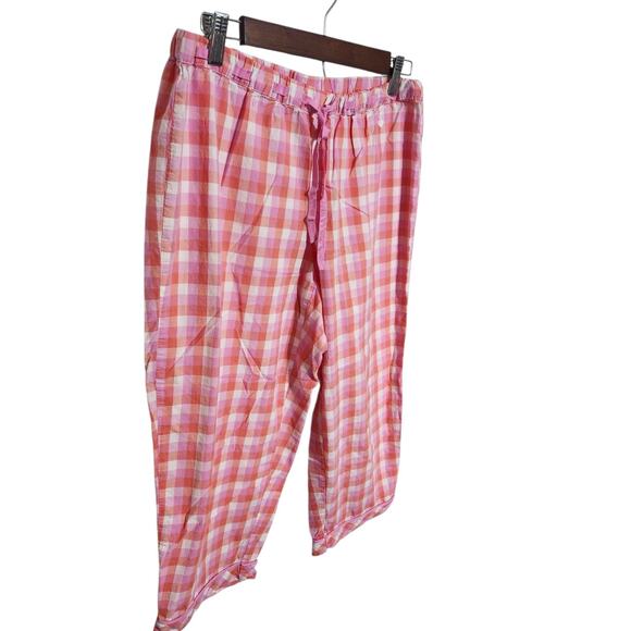 Victoria's Secret Plaid Pajama Set Womans Medium 100% COTTON Pink White Orange - Picture 7 of 8